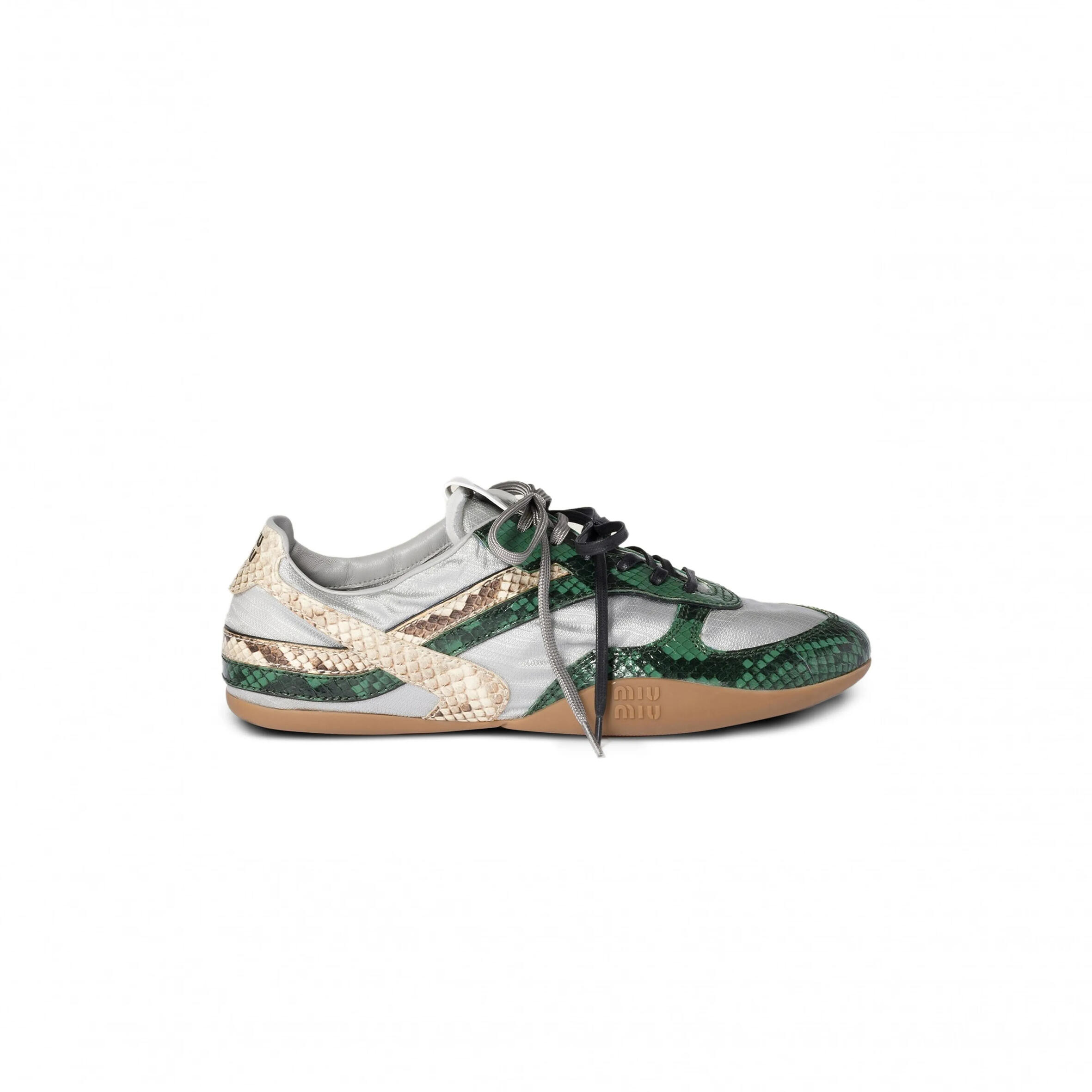 MIU MIU GREEN SNAKESKIN-LEATHER TRAINERS 5E428E